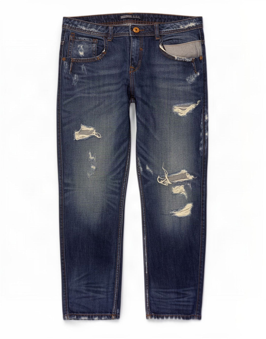 Zara Damen Distressed-Cropped-Jeans EU 40 Medium W30 L26 Blau