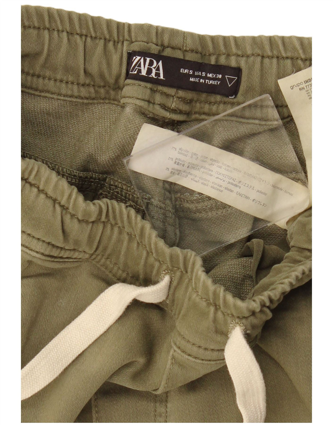 Zara Herren-Jogger-Cargohose, Größe S, W30, L28, Khaki, Baumwolle, Armee