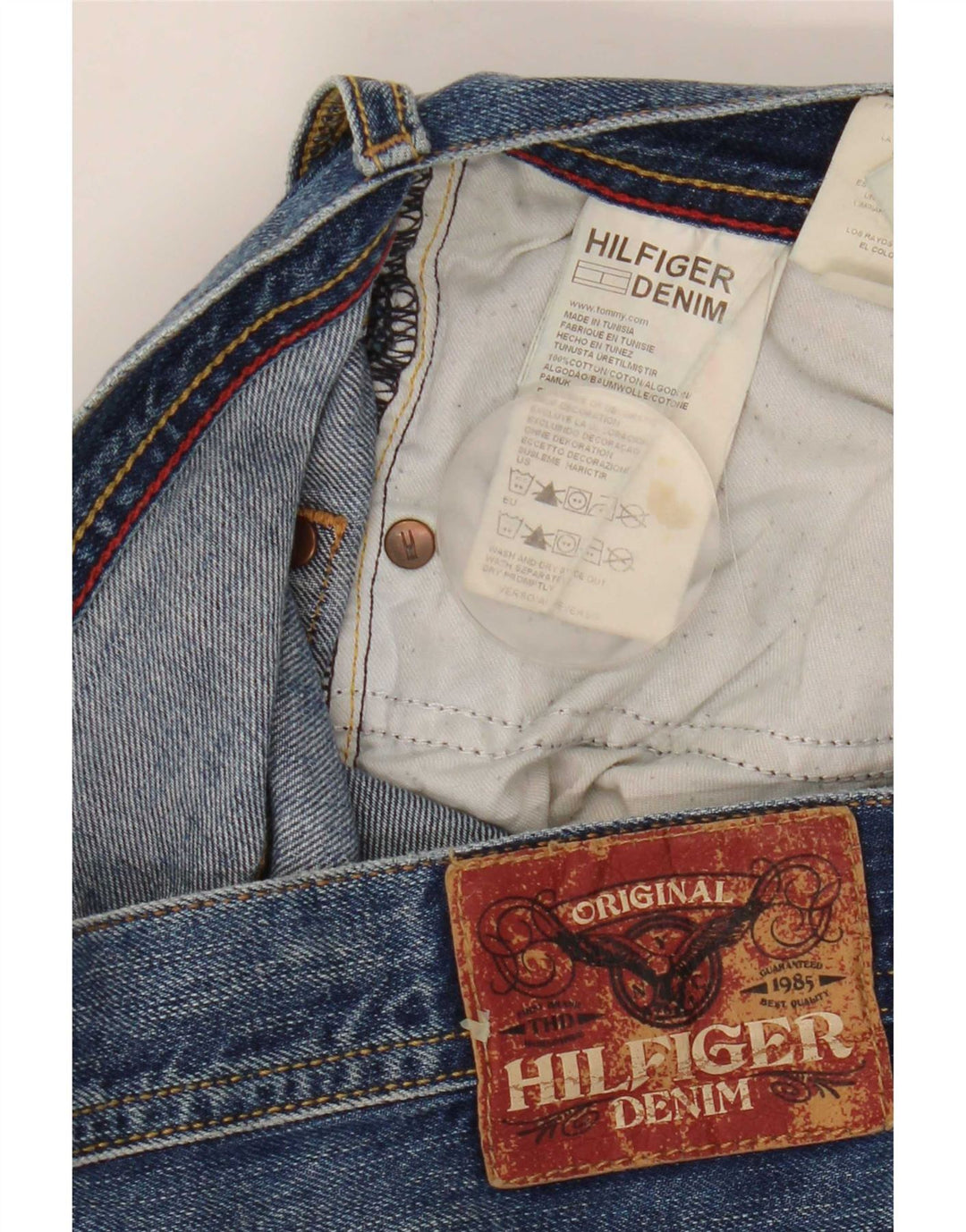 Tommy Hilfiger Herren Straight Jeans W33 L32 Blaue Baumwolle