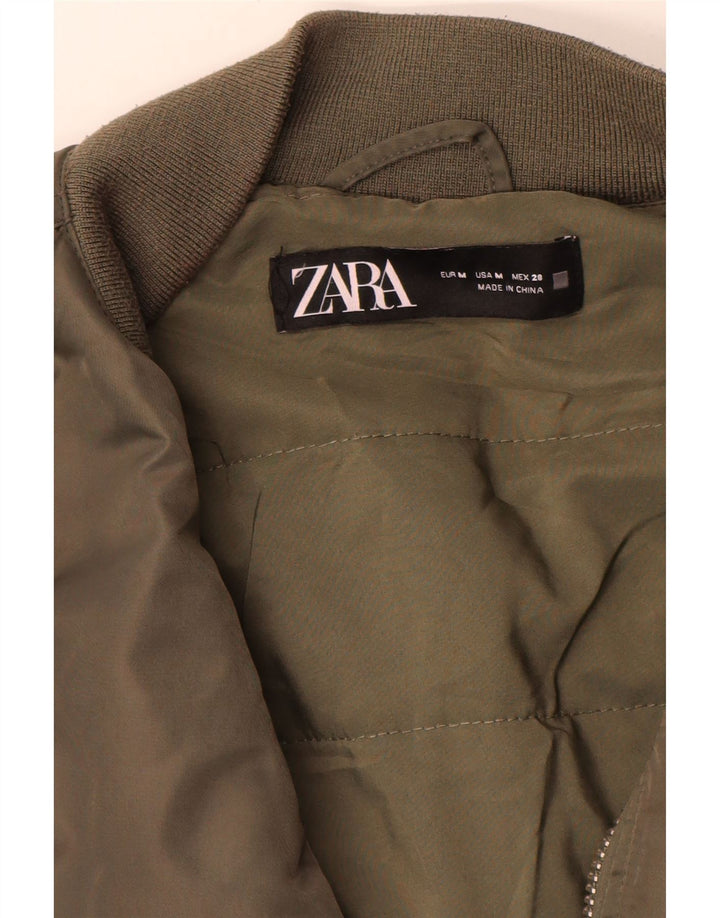Zara Damen Crop Oversized Flight Aviator Jacke UK 14 Medium Khaki
