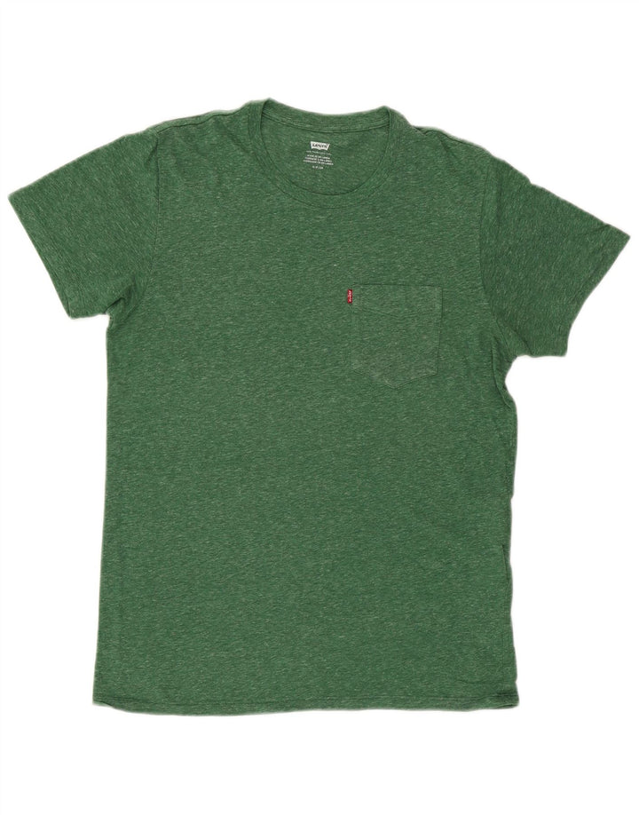 Levi's Herren-T-Shirt-Oberteil, klein, grün gefleckte Baumwolle