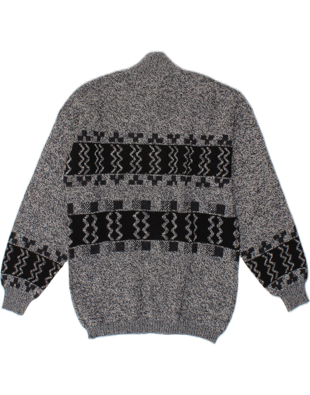 MAGLIERIA Mens Cardigan Sweater Medium Grey Geometric Wool Vintage Maglieria and Second-Hand Maglieria from Messina Hembry 