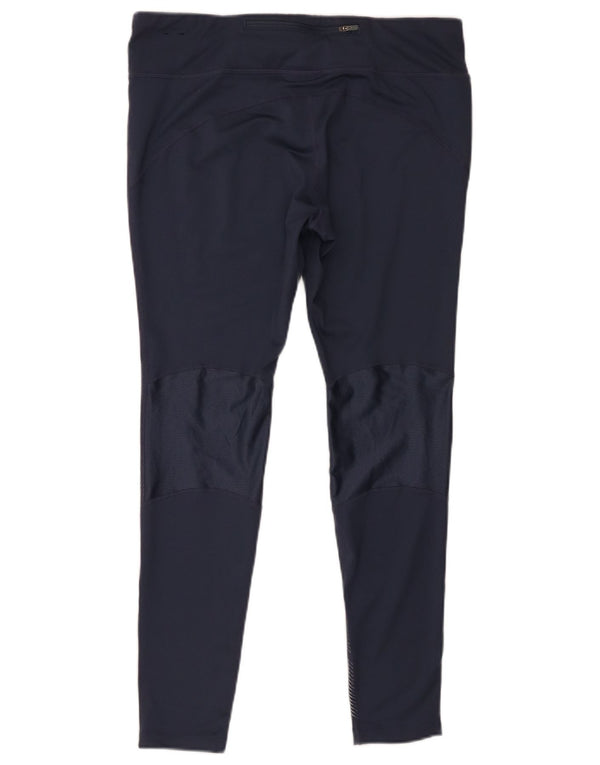 Nike Damen Dri Fit Leggings UK 18 XL Marineblaues Nadelstreifen-Polyester