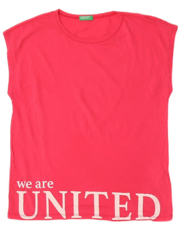 Benetton Mädchen-T-Shirt mit Grafik, 13–14 Jahre, 3XL, rosa, Baumwolle