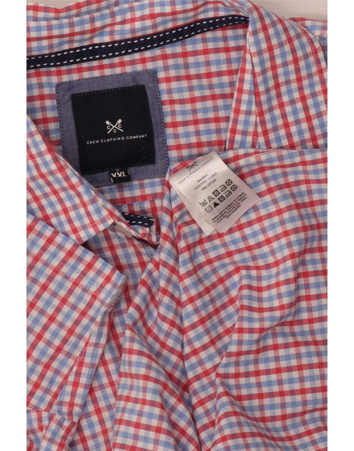 Crew Clothing Herren-Kurzarmhemd 2XL, rot kariert, Baumwolle
