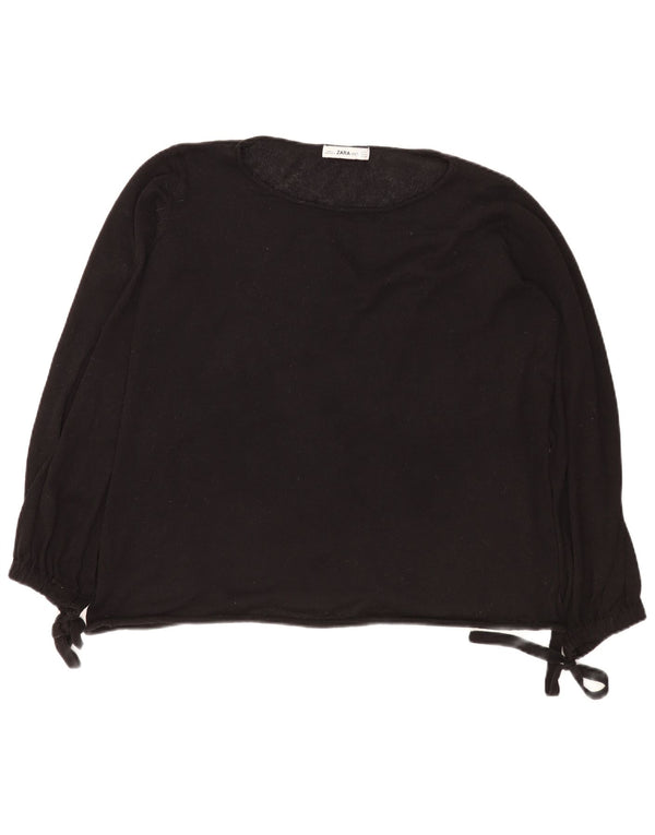 Übergroßer Damen-Pullover mit U-Boot-Ausschnitt von Zara, Gr. 10, Größe S, Schwarz, Polyester