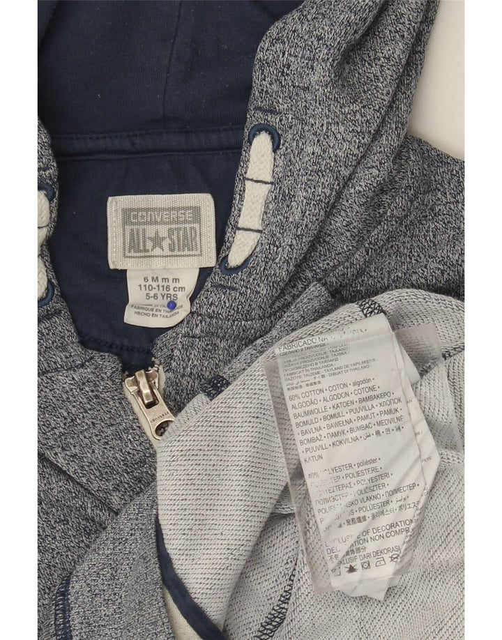 CONVERSE Jungen-All-Star-Kapuzenpullover mit Reißverschluss, 5–6 Jahre, blau gefleckte Baumwolle