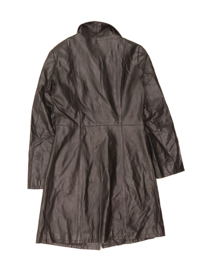 VINTAGE Womens Leather Coat UK 10 Small Black Leather Vintage Vintage and Second-Hand Vintage from Messina Hembry 