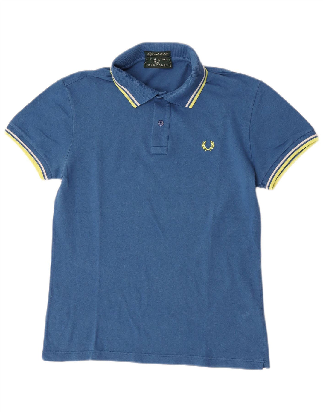 Leichtes und dehnbares Herren-Poloshirt aus mittelblauer, gestreifter Baumwolle von Fred Perry