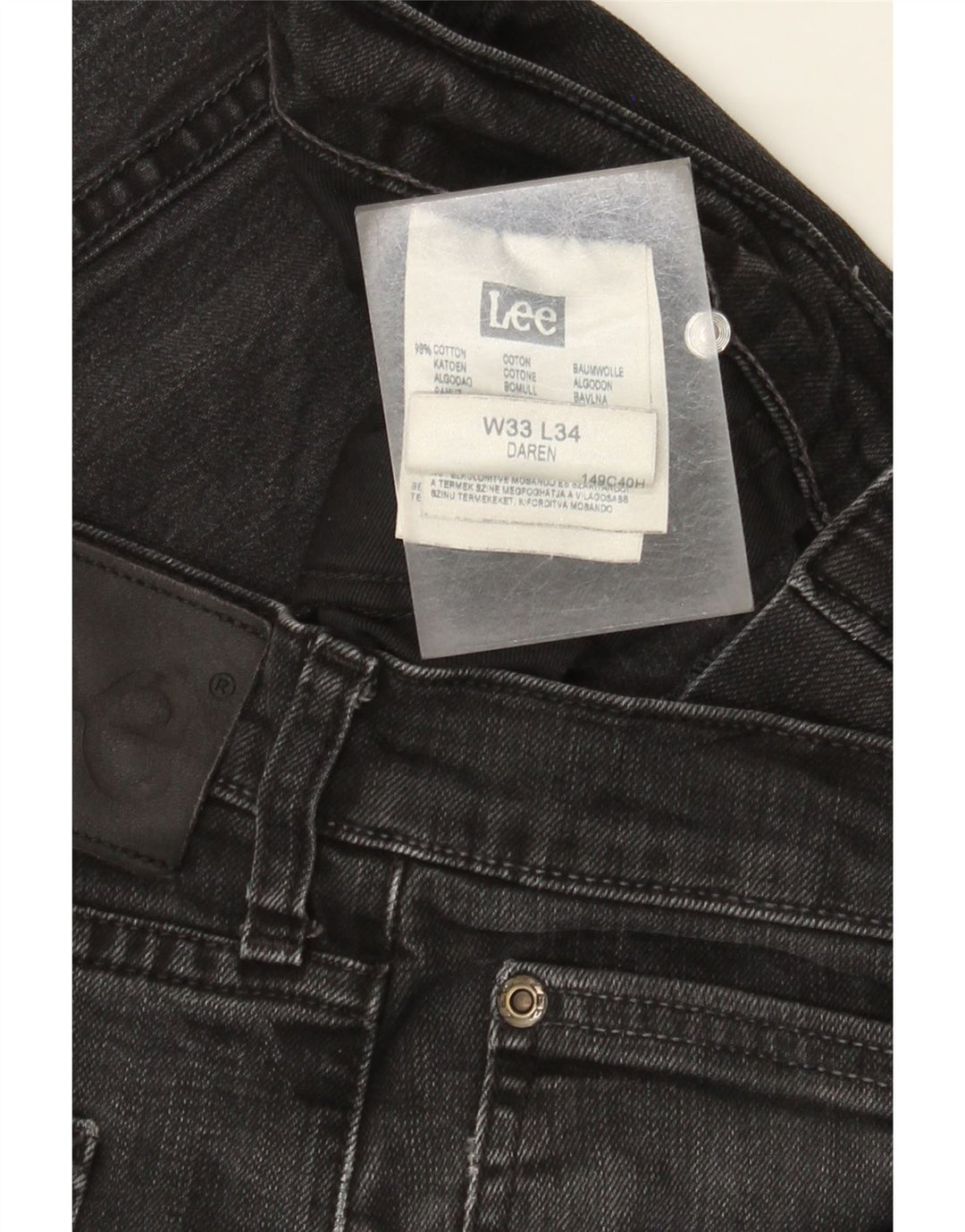 Lee Herren Daren Straight Jeans W33 L29 Schwarze Baumwolle