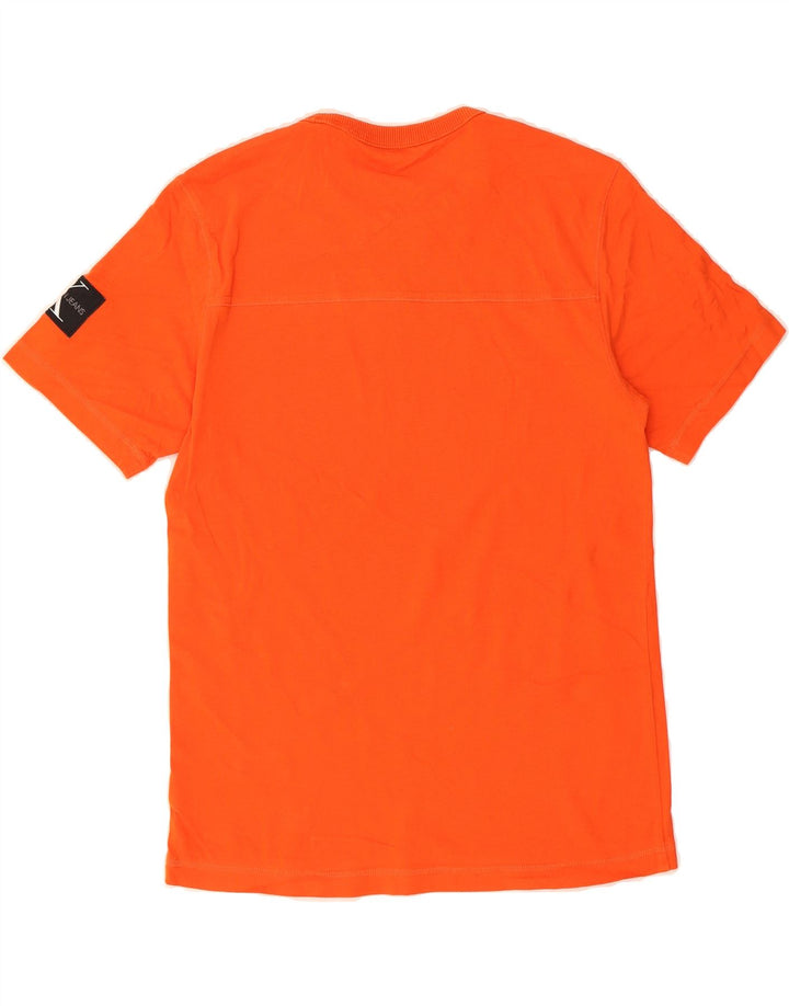 CALVIN KLEIN JEANS Mens Graphic T-Shirt Top Medium Orange Cotton Vintage Calvin Klein Jeans and Second-Hand Calvin Klein Jeans from Messina Hembry 