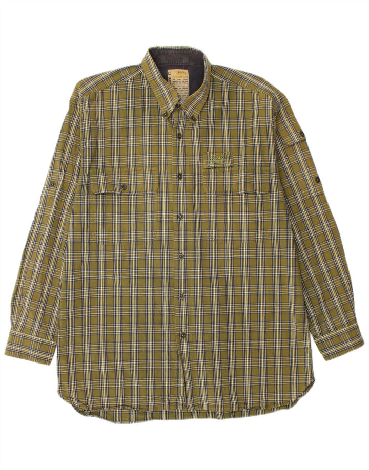 Camel Herren-Flanellhemd XL, Khaki, kariert, Baumwolle
