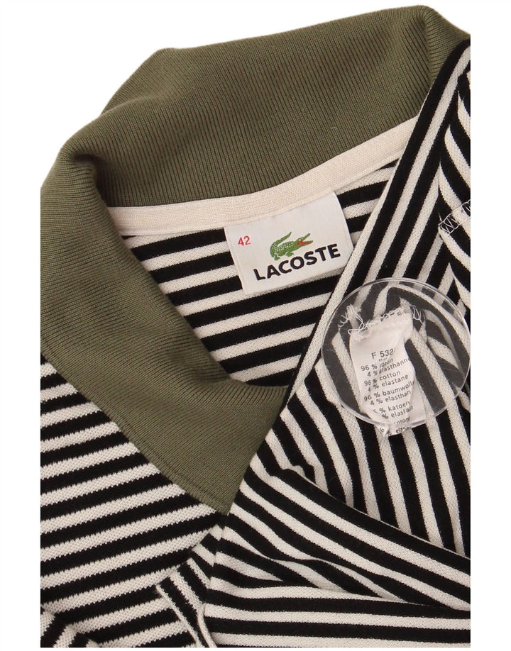 Lacoste Damen-Poloshirt, Größe 42, groß, schwarz gestreift, Baumwolle
