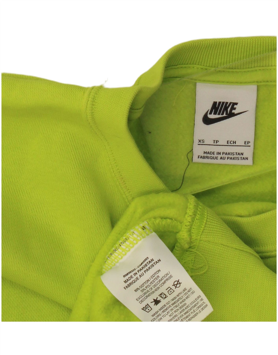Nike Womens Crop Oversized Sweatshirt Pullover UK 6 XS Grüne Baumwolle