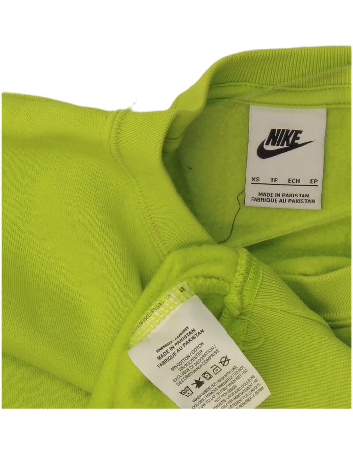 Nike Womens Crop Oversized Sweatshirt Pullover UK 6 XS Grüne Baumwolle