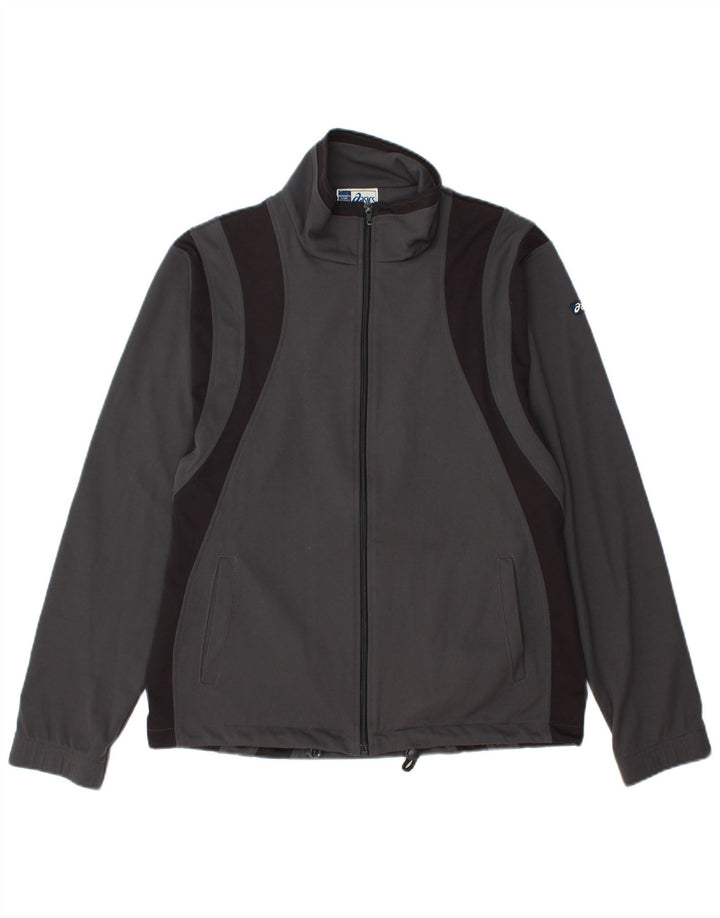 ASICS Herren-Trainingsanzug-Top-Jacke, kleines graues Farbblock-Polyester