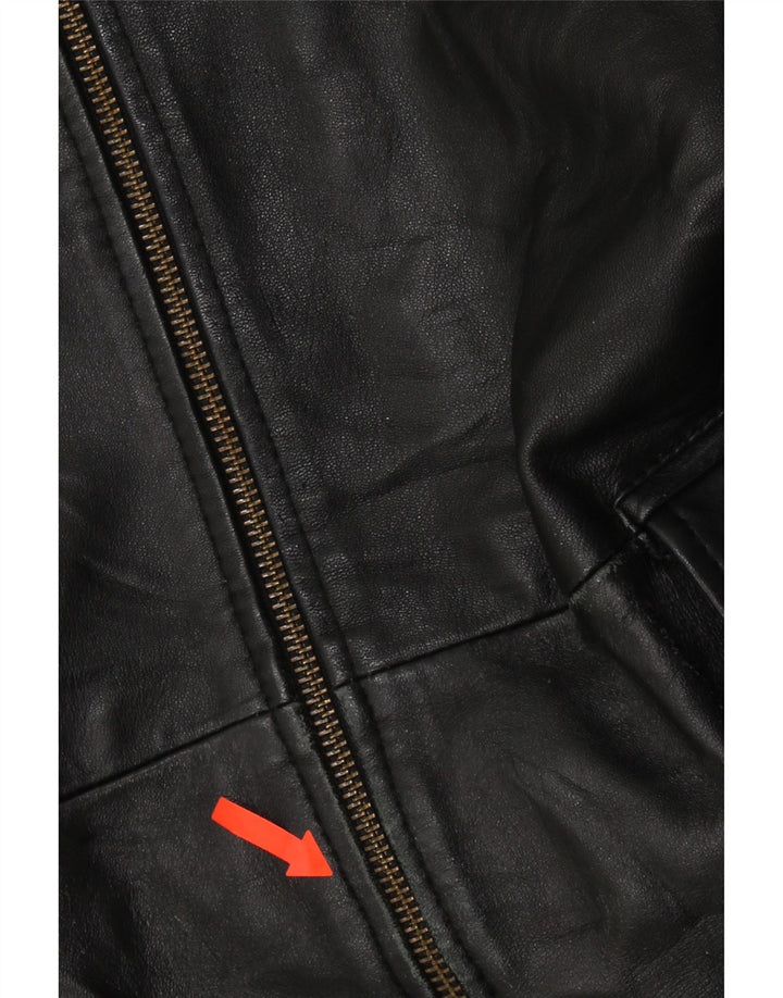 JOY Mens Leather Coat UK 46 3XL Black Leather Vintage Joy and Second-Hand Joy from Messina Hembry 