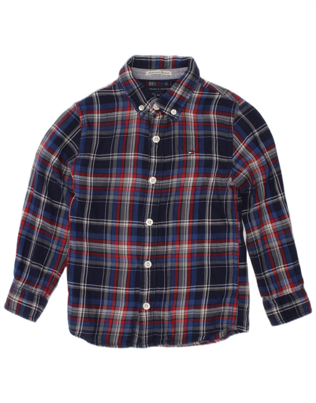 Tommy Hilfiger Flanellhemd für Jungen, 3–4 Jahre, marineblau, kariert, Baumwolle