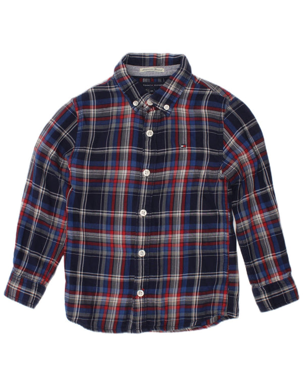 Tommy Hilfiger Flanellhemd für Jungen, 3–4 Jahre, marineblau, kariert, Baumwolle