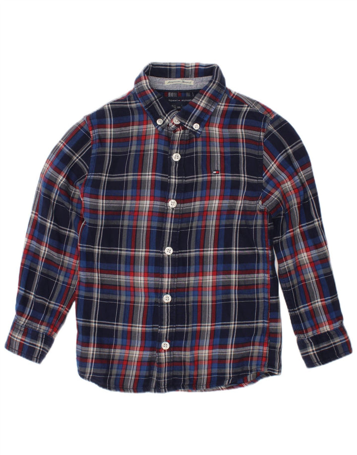 Tommy Hilfiger Flanellhemd für Jungen, 3–4 Jahre, marineblau, kariert, Baumwolle