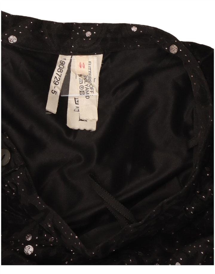Vintage Damen Stufenrock IT 44 Medium W30 Schwarz Paisley Polyamid