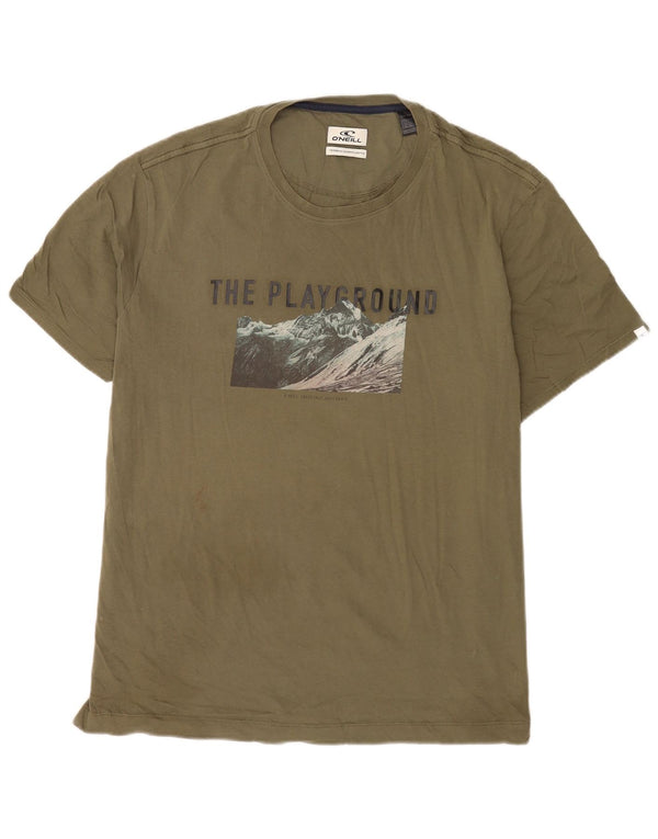O'Neill Herren Grafik T-Shirt Top 2XL Khaki Baumwolle
