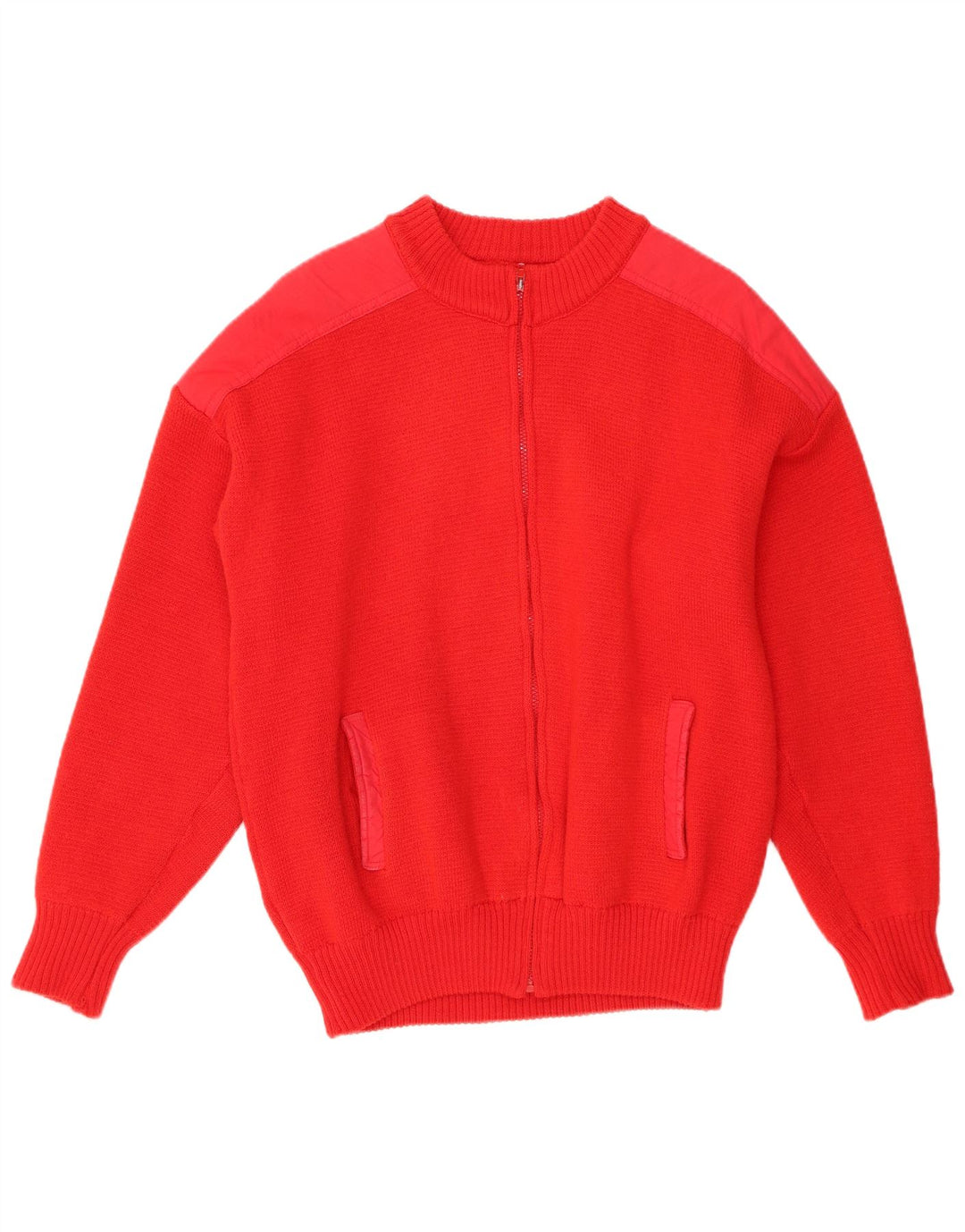 Vintage Herren Cardigan Pullover Mittelrote Wolle Retro