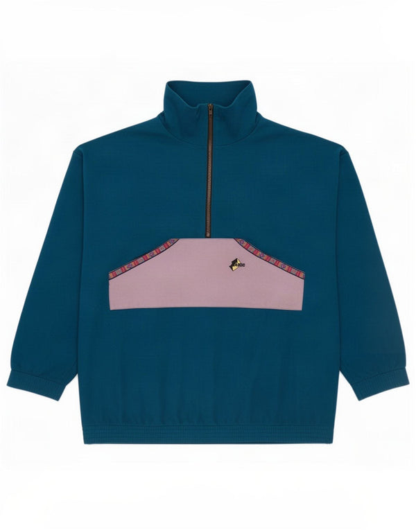 Terinda Herren-Pullover-Trainingsanzugoberteil mit Reißverschluss und Halsausschnitt, XL, Blau, Farbblock