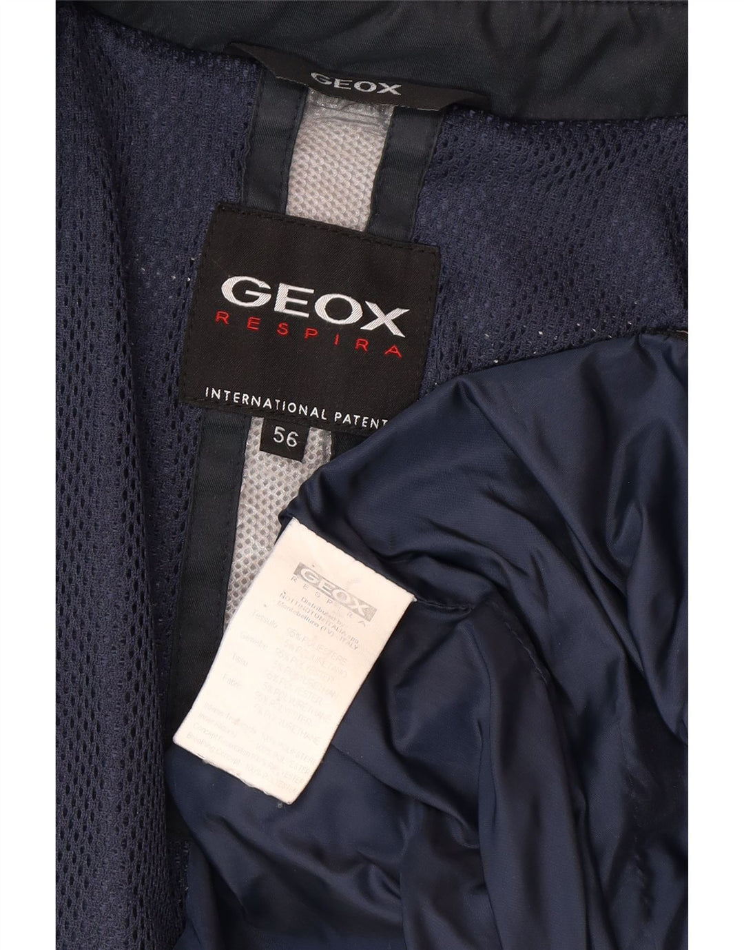 Geox Herren Respira Wattierter Mantel IT 56 3XL Marineblaues Polyester