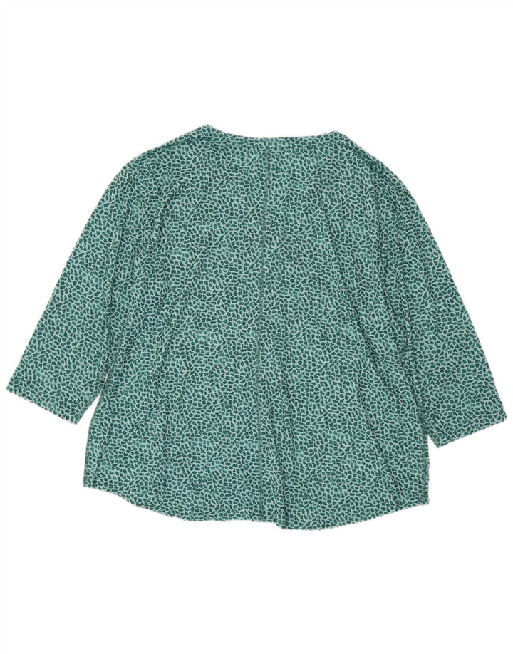 L.L.BEAN Damen-Blusenoberteil mit 3/4-Ärmeln, UK 22 3XL, grüner Tierdruck