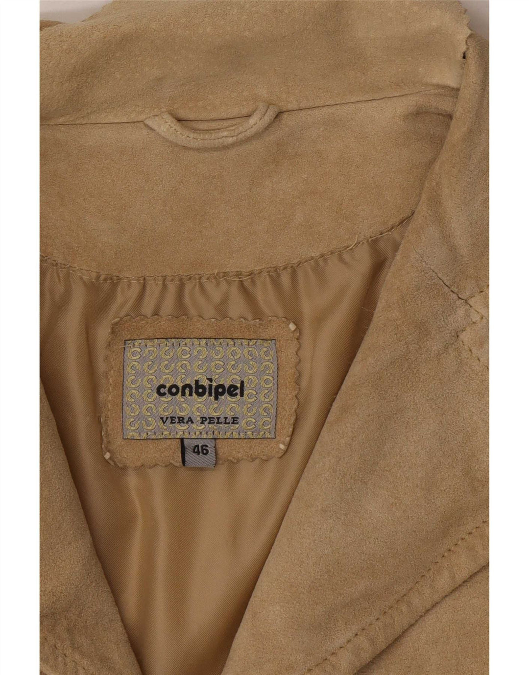 Conbipel Damen Wildledermantel IT 46 Large Khaki Leder