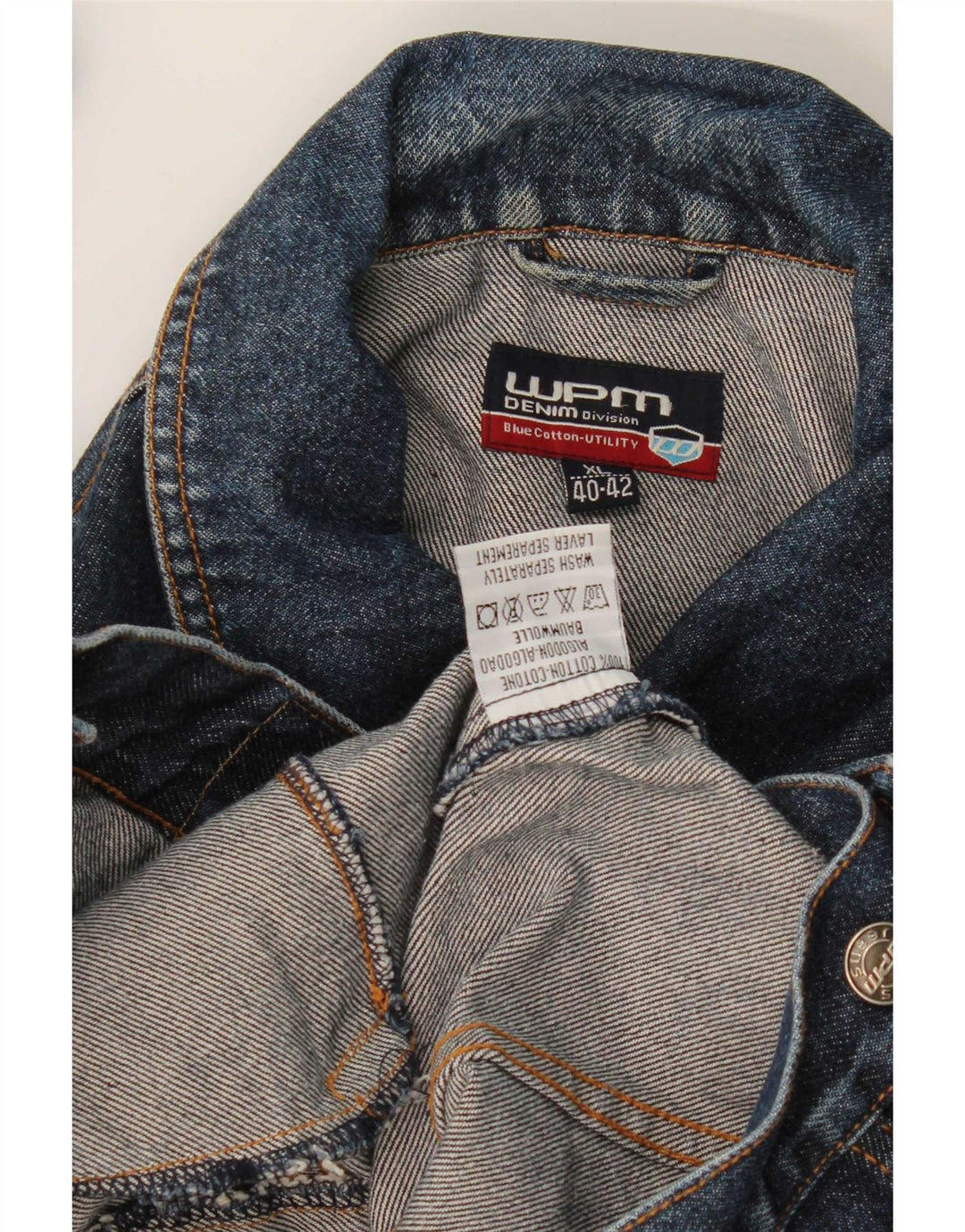 WPM Herren Jeansjacke UK 42 XL Blaue Baumwolle