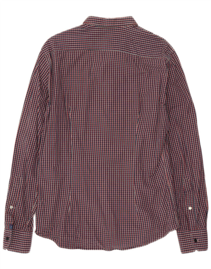 Trussardi Jeans Herren Flanellhemd Mittelrot kariert