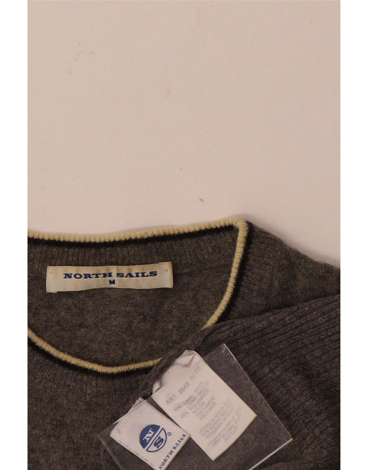 North Sails Herren-Pullover mit grafischem Rundhalsausschnitt, mittelgrau gesprenkelte Wolle