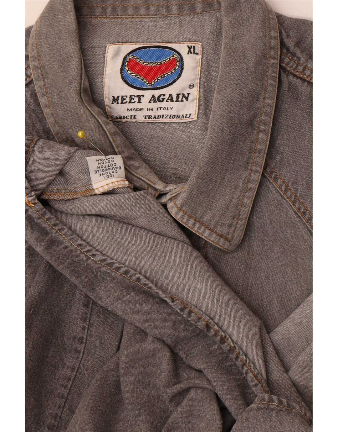 Vintage Herren Jeanshemd XL Grau Baumwolle