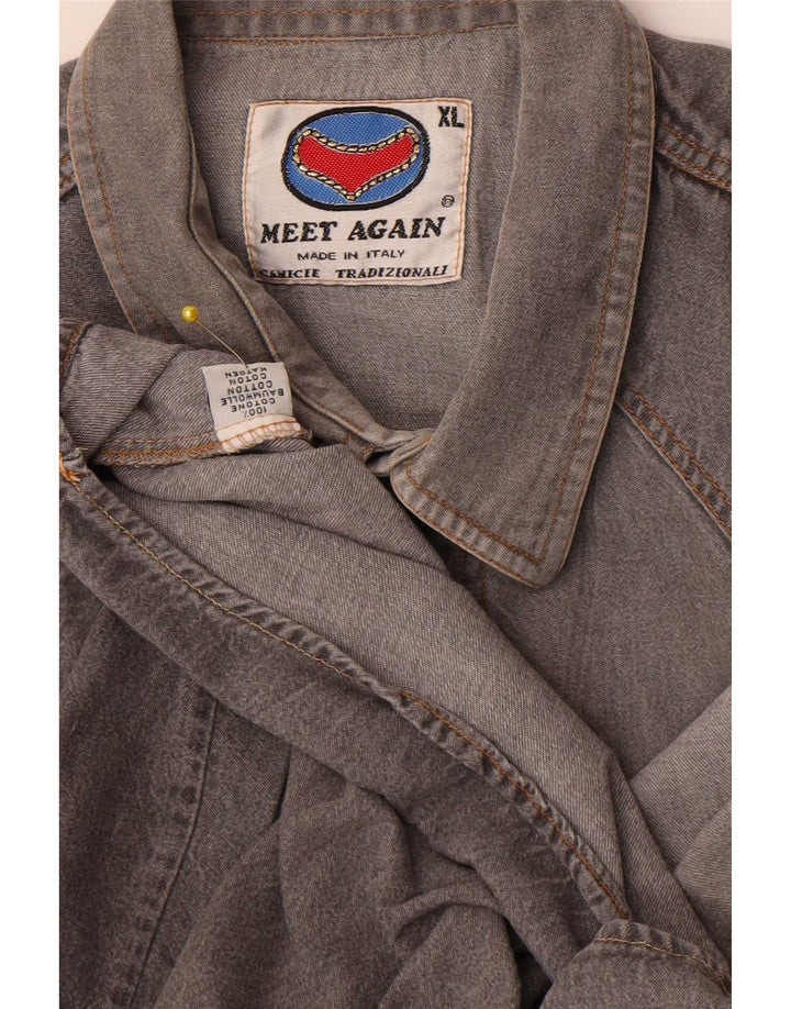 Vintage Herren Jeanshemd XL Grau Baumwolle