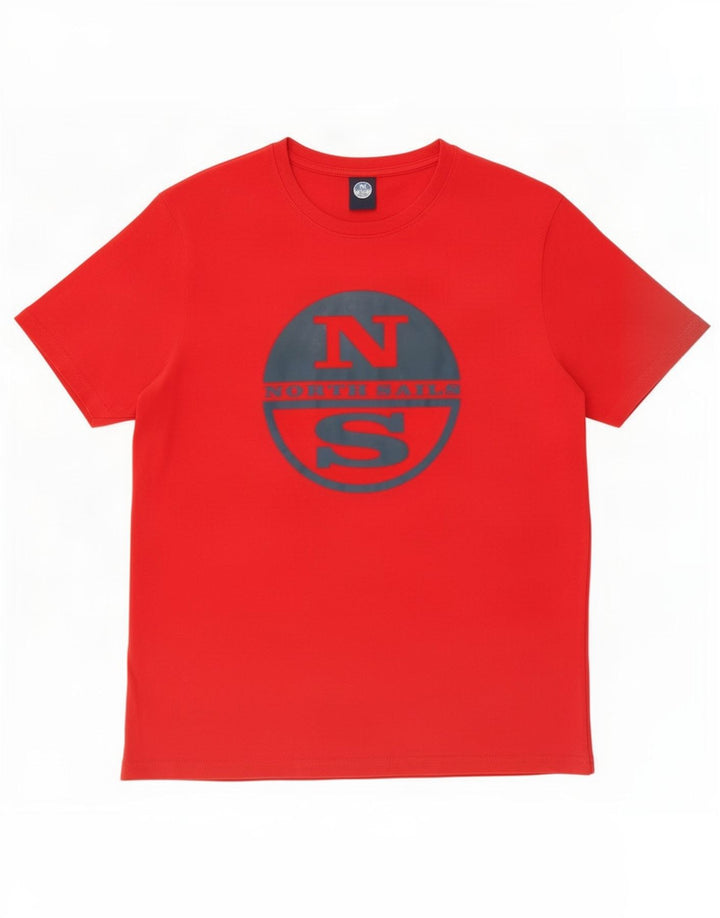 North Sails Herren Grafik-T-Shirt-Oberteil aus mittelroter Baumwolle