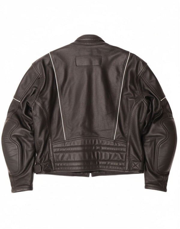 VINTAGE Herren Leder Racer Jacke UK 46 3XL Schwarzes Leder