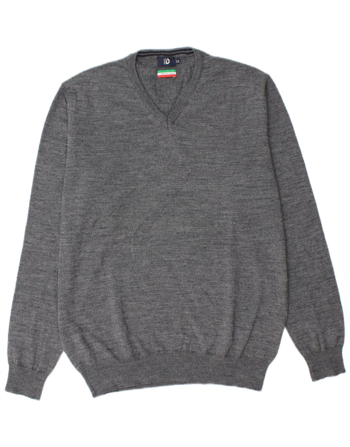 Dack's Herren-Pullover mit V-Ausschnitt, 2XL, graue Wolle