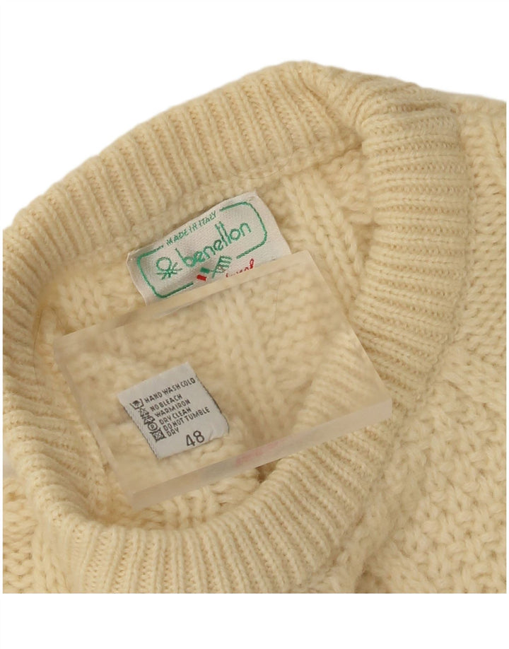 Benetton Herren-Pullover mit Rundhalsausschnitt, IT 48, mittelbeige Wolle