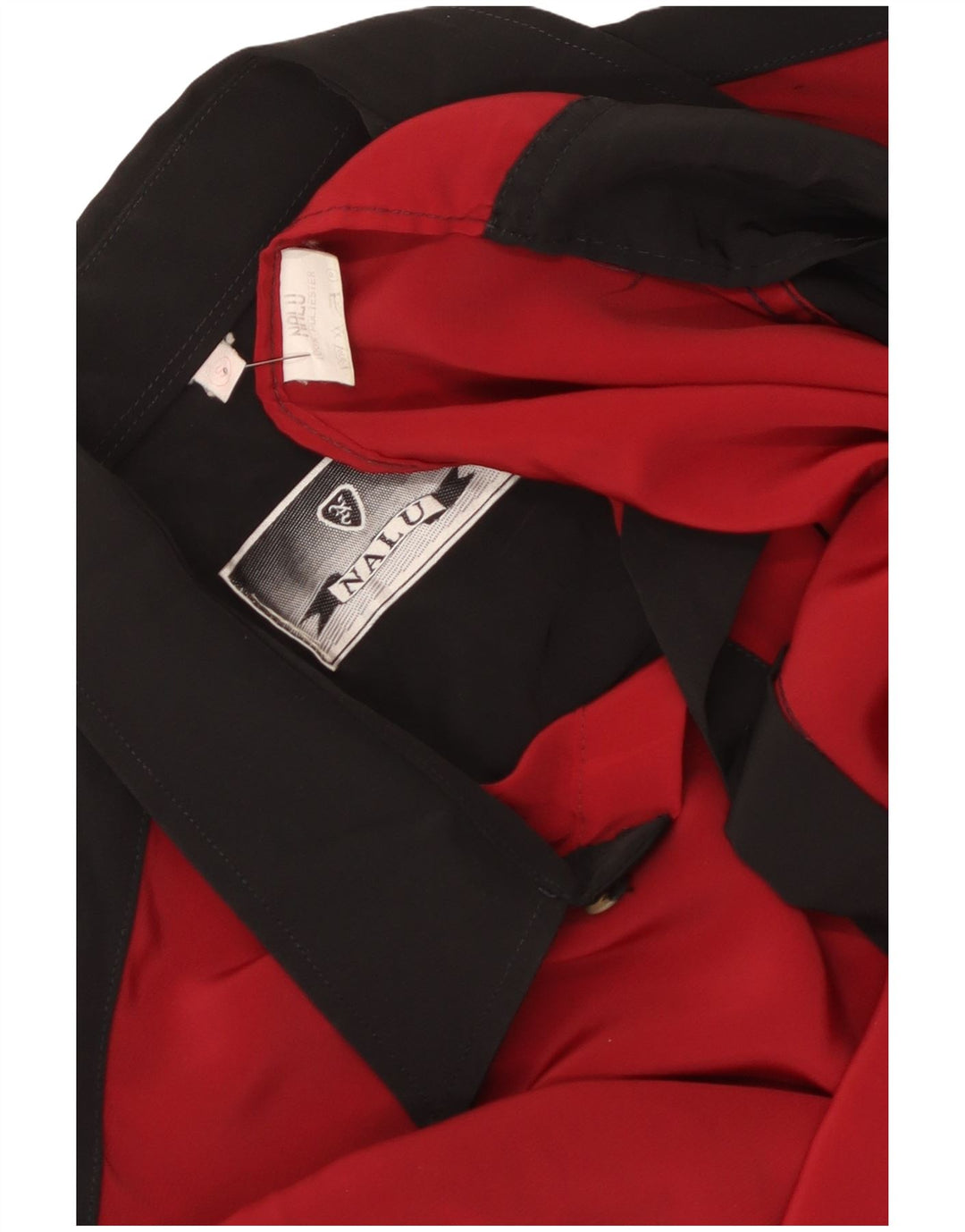 Vintage Herren-Oversize-Hemd, kleines schwarzes Colourblock-Polyester