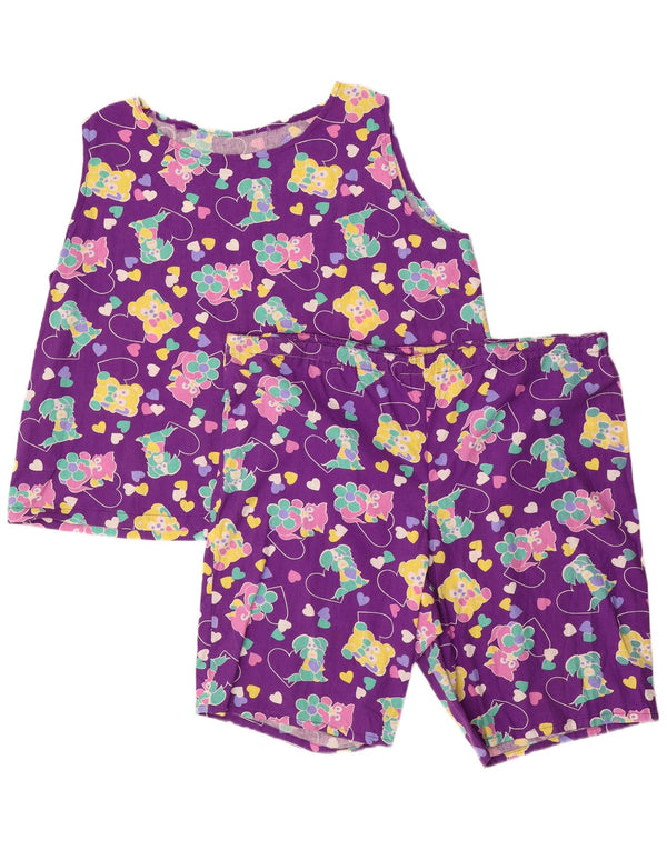 Vintage Damen 3/4 Ärmel 2-teiliges Set UK 14 Großes Lila Cartoon