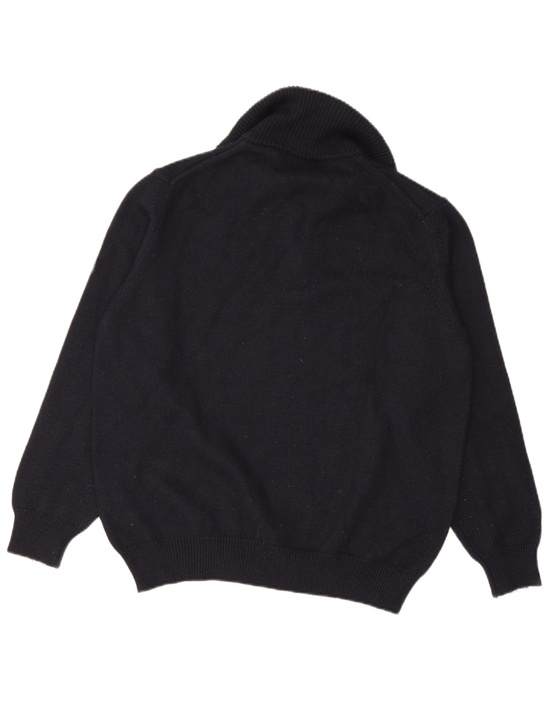 NAVIGARE Herren-Pullover mit Reißverschluss am Hals, mittelmarineblaue Merinowolle