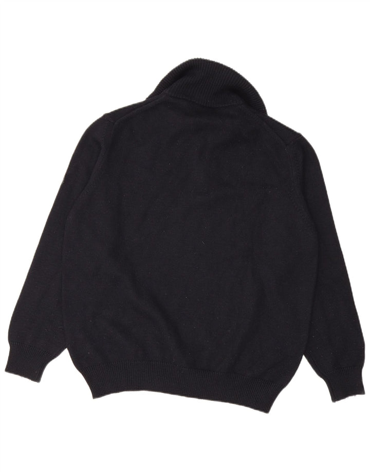 NAVIGARE Herren-Pullover mit Reißverschluss am Hals, mittelmarineblaue Merinowolle