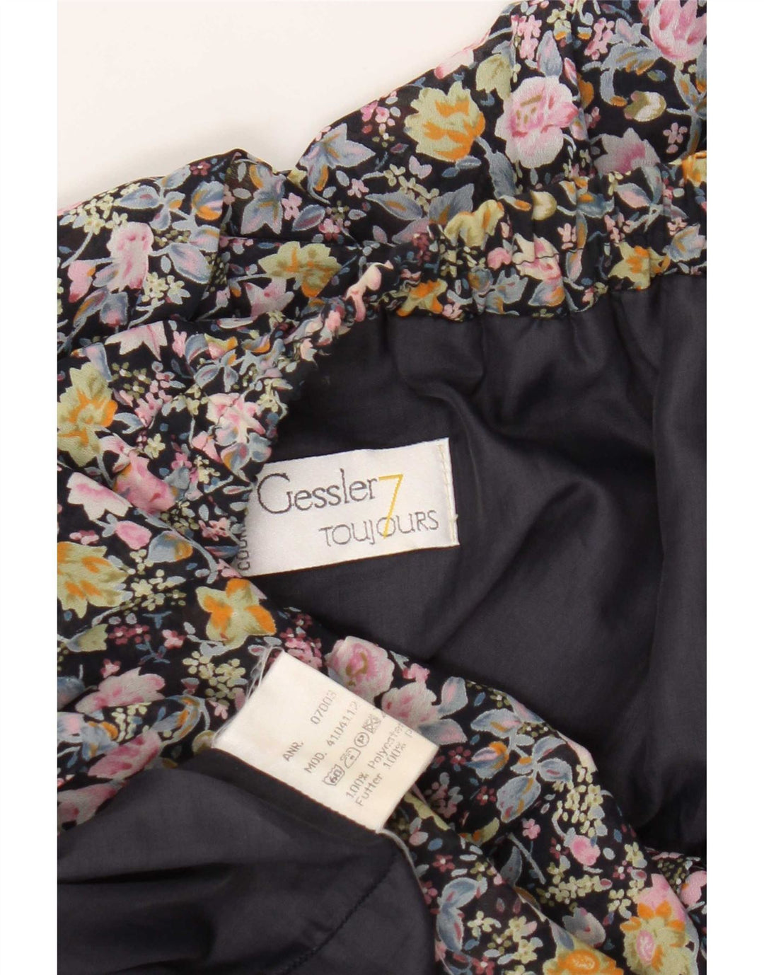 Vintage Damen A-Linie Rock W34 Großes marineblaues Blumenmuster aus Polyester