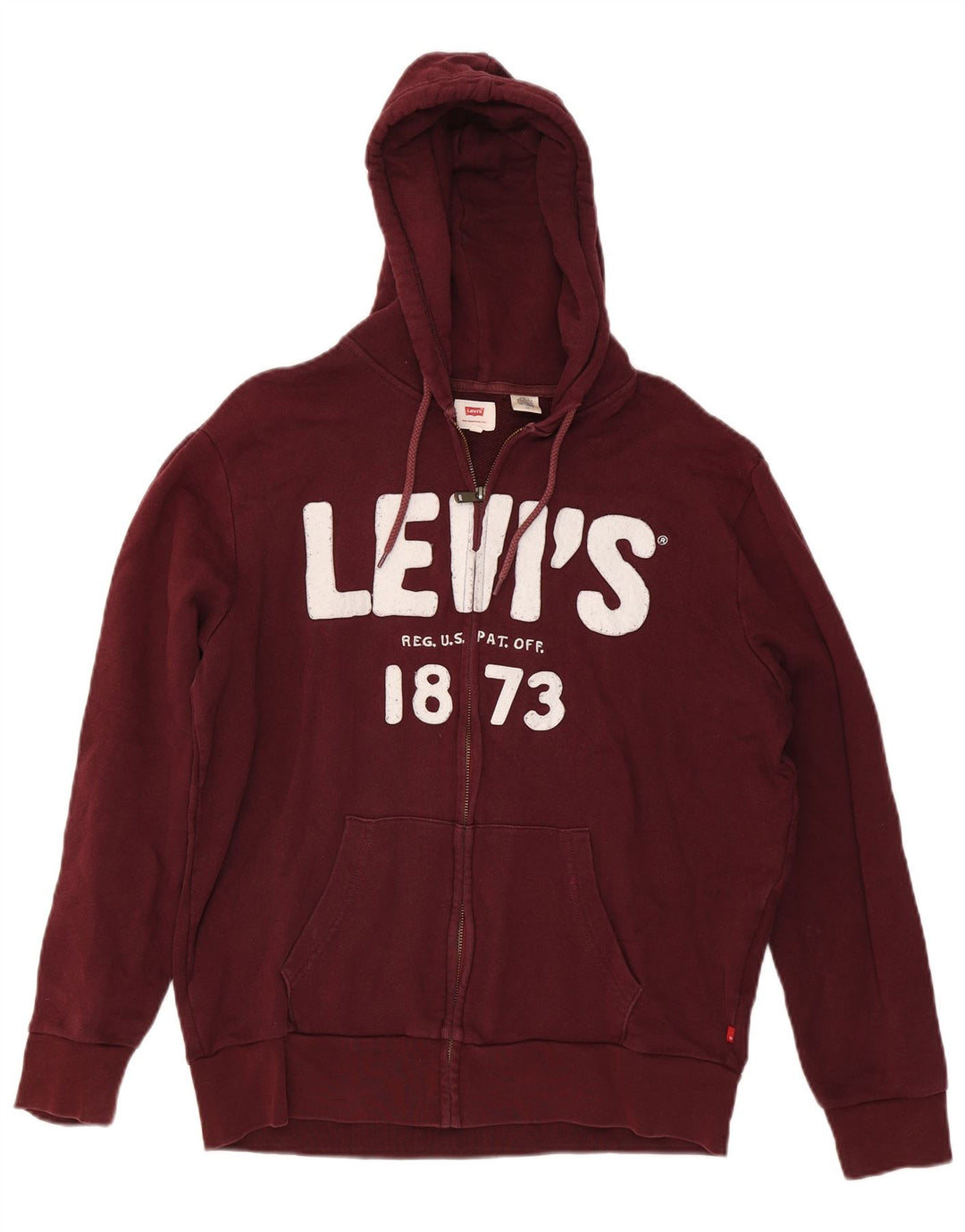 LEVI'S Herren-Kapuzenpullover mit grafischem Reißverschluss, groß, kastanienbraune Baumwolle