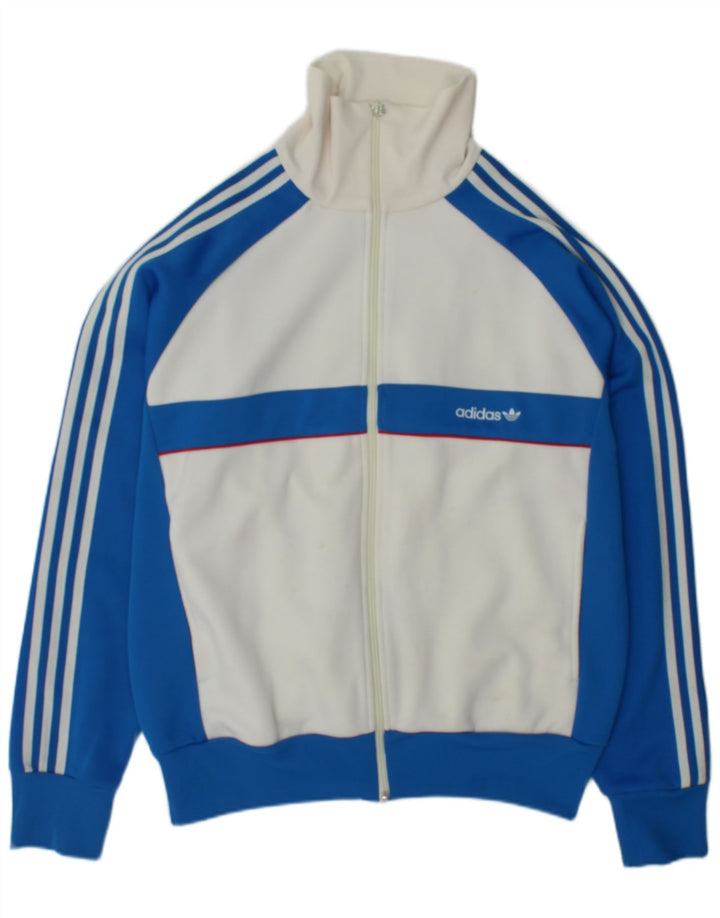 Adidas Herren-Trainingsanzug-Top-Jacke, großes weißes Colourblock-Polyester