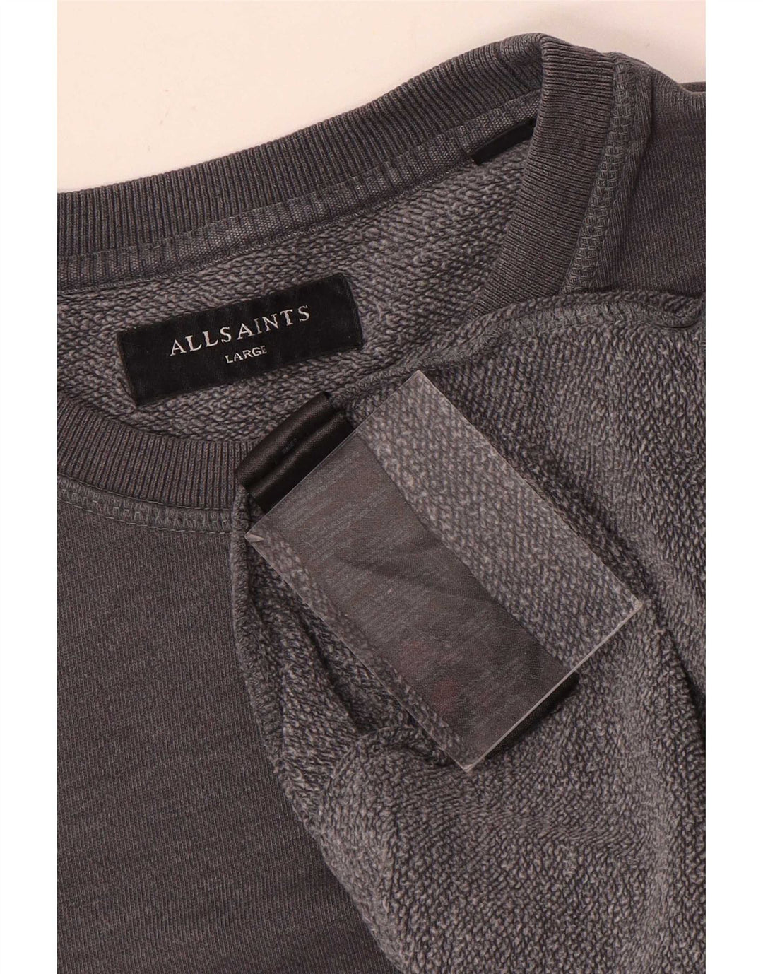 All Saints Herren-Sweatshirt-Pullover, große graue Baumwolle