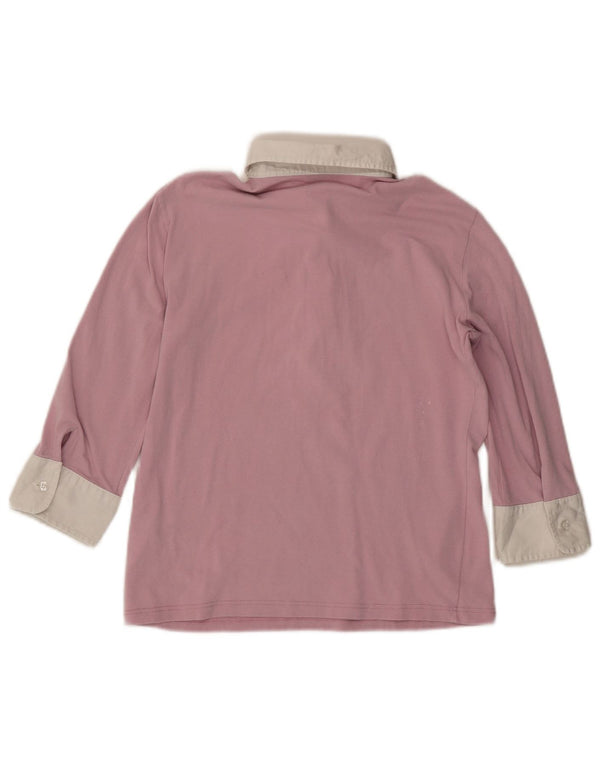 Fred Perry Damen-Poloshirt mit 3/4-Ärmeln, UK 18, XL, Pink, Colourblock-Baumwolle