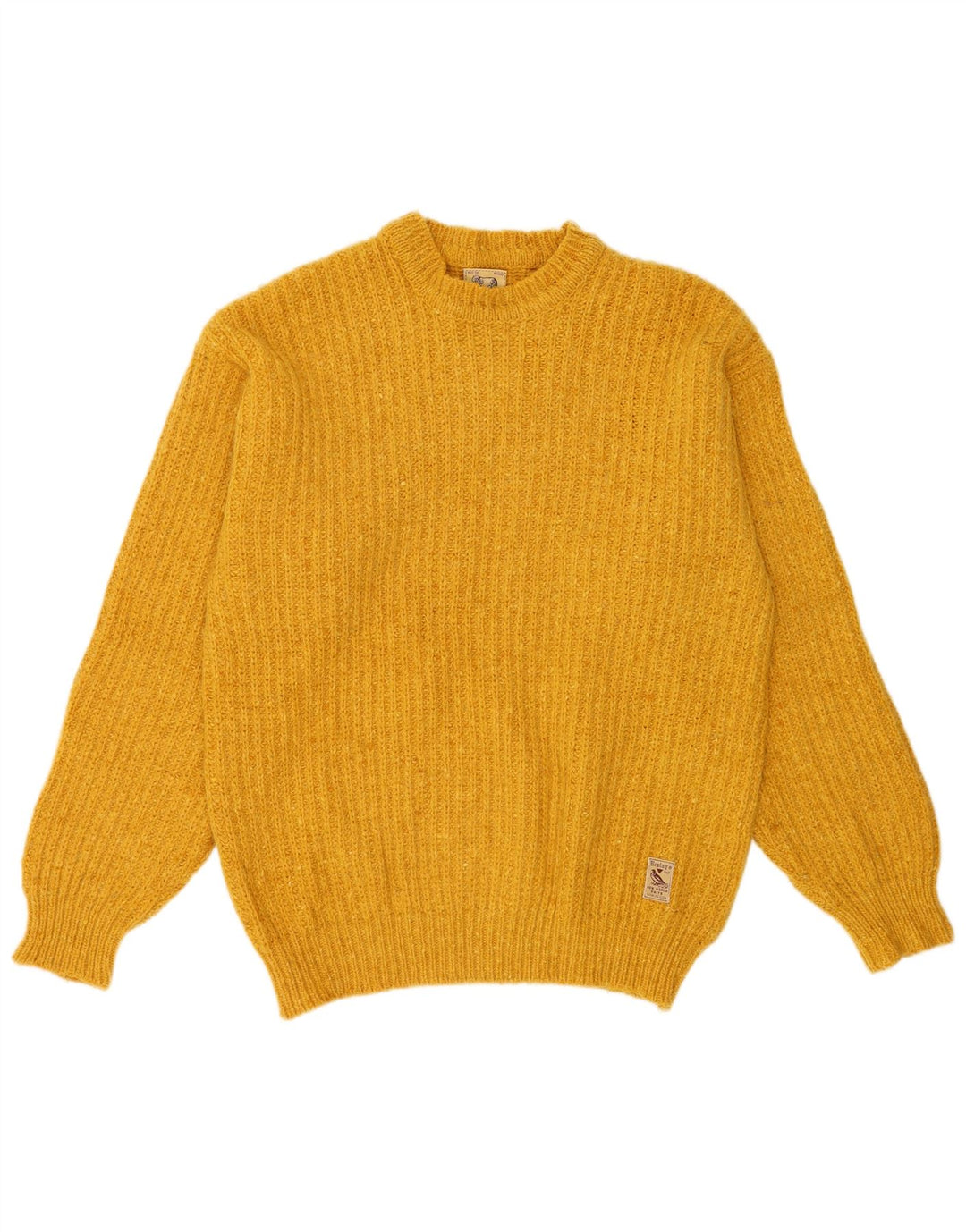 Replay Herren-Pullover mit Rundhalsausschnitt, groß, gelbe Lammwolle